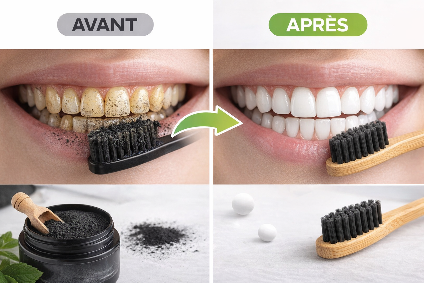 Lot de 10 Brosses à Dents au Charbon de Bambou - Poils Ultra-Doux - Set Familial Noir et Blanc